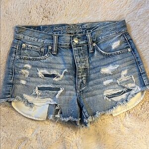 American Eagle Outfitters Ripped Light Blue Jean Shorts